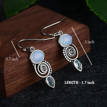 Blue Sea Moonstone Earrings-Your Soul Place